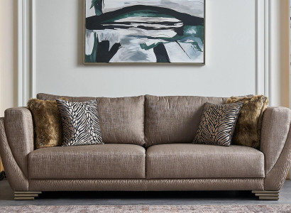 Luxury Three Seater Couch Sofa 3 Seater Brown Fabric Fabric Sofa Upholstered Sofa