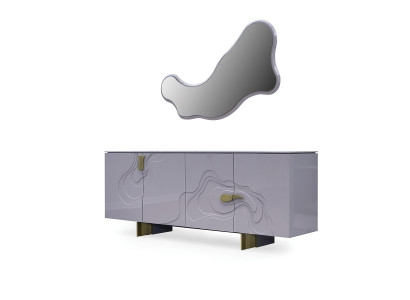 Sideboard Suite Sideboard with Mirror Wardrobe Wood Pink Dining room
