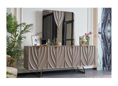 Sideboard Suite Sideboard with Mirror Dining room Wood Brown Wardrobe