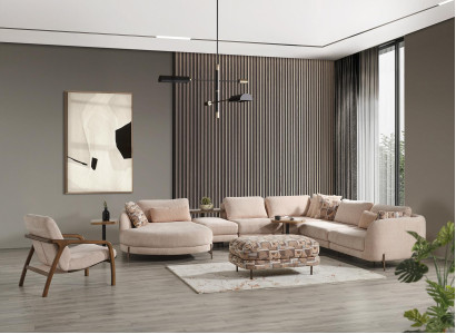 Modern Living room Sofa Suite Corner sofa 2x Side table Furniture Armchair new