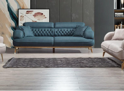 Living room sofa set 3-piece modern Chesterfield 2x three-seater sofa design armchair