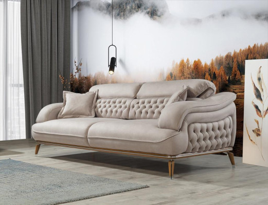 Living room sofa set 3-piece modern Chesterfield 2x three-seater sofa design armchair