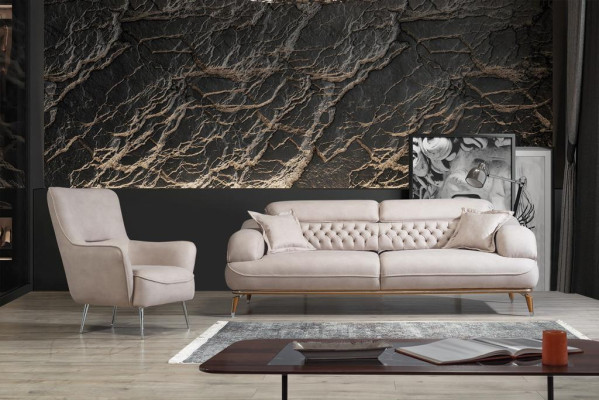 Modern Living room Complete 2x Three Seater Sofa Designer Armchair Furnishings