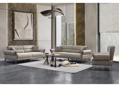 Living room luxury set 3 pieces 2x sofa three-seater Furnishings Armchair Upholstered furniture
