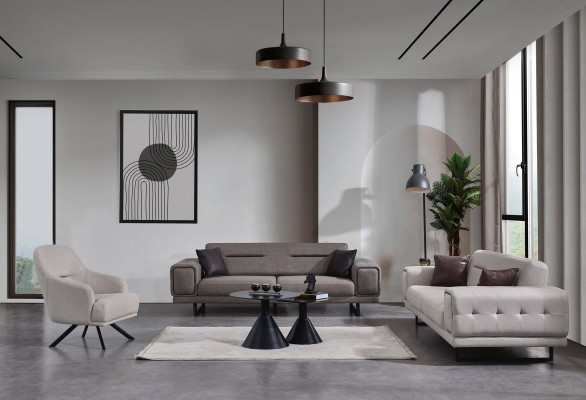 Living room Sofas Complete Luxury 2x Three Seater Sofa Modern Armchair Furnishings