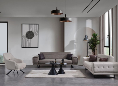 Living room Sofas Complete Luxury 2x Three Seater Sofa Modern Armchair Furnishings