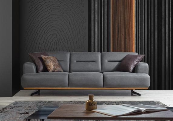 Luxury Gray Sofa Couch Three Seater Upholstery Furniture Living room Furnishings Designer