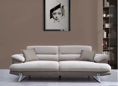 Sofa Three Seater Gray Couch Upholstered furniture Living room Textile Furnishings