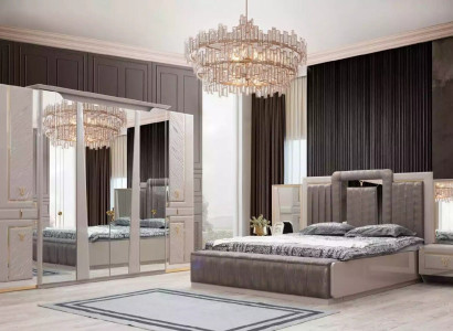 Bedroom Set 4 pcs Design Modern Luxury Furnishings Bed 2x Bedside table