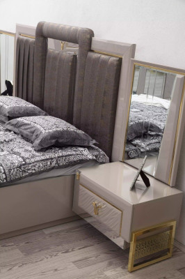 Bedroom Set 4 pcs Design Modern Luxury Furnishings Bed 2x Bedside table