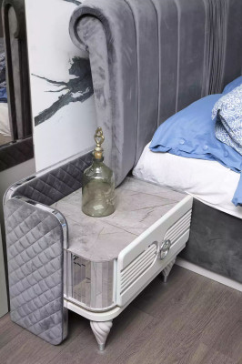 Luxury Bedroom Modern Complete 2x Bedside tables Double bed Design Furniture