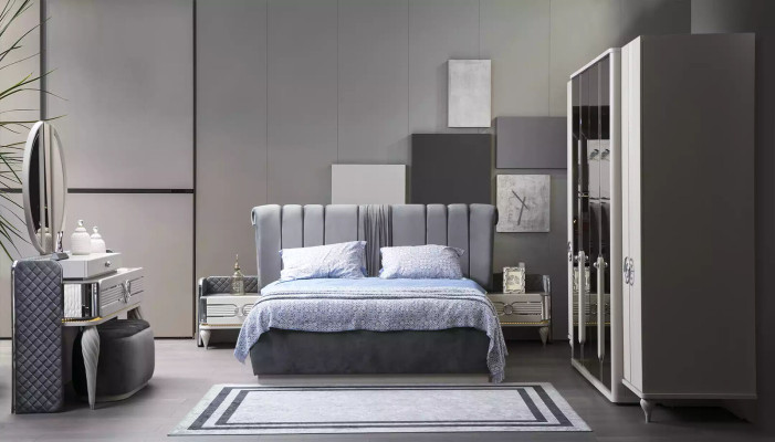 Luxury Bedroom Modern Complete 2x Bedside tables Double bed Design Furniture