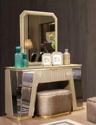 Luxury Dressing table with Mirror Wood Modern Bedroom Design Furnishings