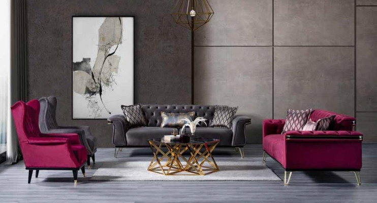 Colorful Chesterfield couch set luxury sofas three-seater two-seater armchair