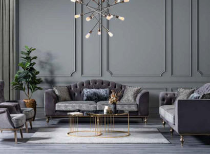 Luxury living room furniture set three-seater armchair sofas couches upholstered chairs