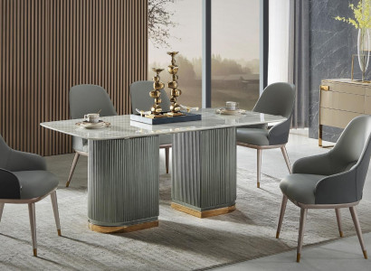 Design Set 6x Chair Armchair Upholstery Chairs Gastro Dining room Leather new Armchair