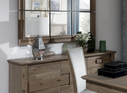 Chests of drawers Wardrobe with Mirror xxl Chest of drawers Buffet Wood new Sideboard 2 pcs. Wood set