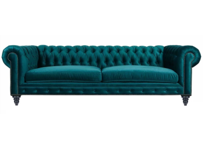 Chesterfield Three Seater Creative Furniture Textile Fabric Blue green Living room Modern