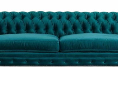 Chesterfield Three Seater Creative Furniture Textile Fabric Blue green Living room Modern