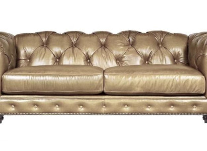 Light brown three-seater Leather Chesterfield Living room Design Sofa Chesterfield new