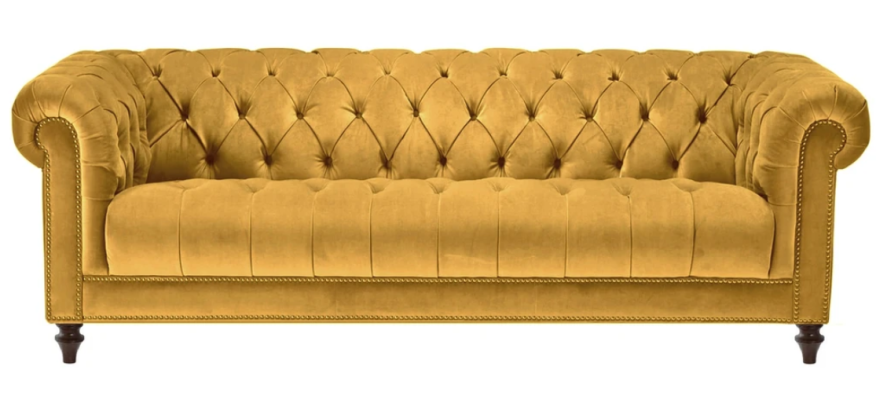 Yellow Three Seater Fabric Living room Design Couches Upholstery Sofa Sofas Chesterfield