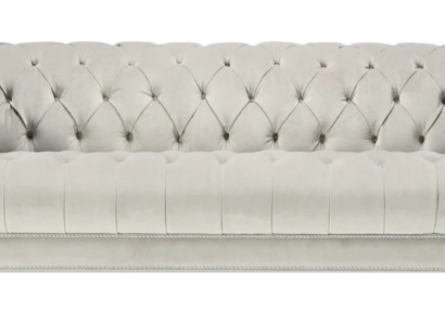Silver Three Seater Fabric Design Couches Upholstery Sofas Original Chesterfield new