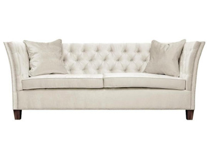 Chesterfield Two-seater Light Gray Fabric Living room Design Upholstery Sofa Creative