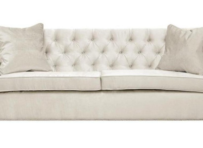 Chesterfield Two-seater Light Gray Fabric Living room Design Upholstery Sofa Creative