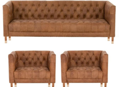 Brown Velvet Chesterfield 2 Armchair Leather Modern Design Furniture Sofa Set Sofas new