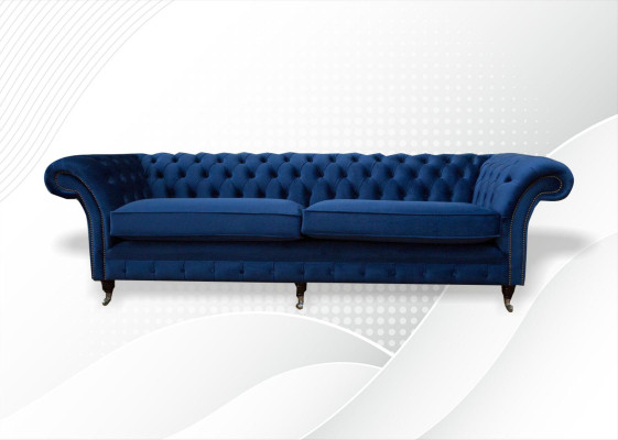 Blue e xxl Big Sofa Couch Chesterfield 265cm Upholstery Sofas 4 Seater