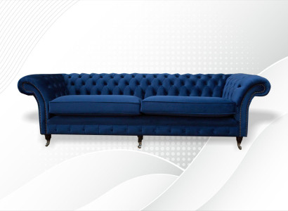 Blue e xxl Big Sofa Couch Chesterfield 265cm Upholstery Sofas 4 Seater