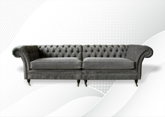 XXL Chesterfield Sofa 4 Seater Couch Upholstery Seat Suite Textile Leather