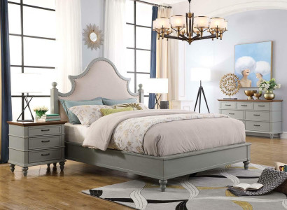 Bedroom Set Bed 2x Bedside table Console Beds Textile Double Hotel Upholstery