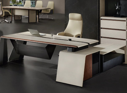 Design Office Desk Table Armchair Furnishings Corner Table with Chair 2pcs.