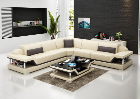 Leather sofa with USB Living landscape Corner sofa Eck Suite Design Modern Sofa G8004B