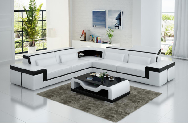Leather sofa with USB,Living landscape Corner sofa Eck Suite Design Modern Sofa G8020B