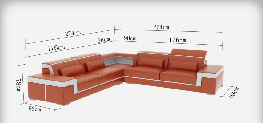 Leather sofa with USB,Living landscape Corner sofa Eck Suite Design Modern Sofa G8020B