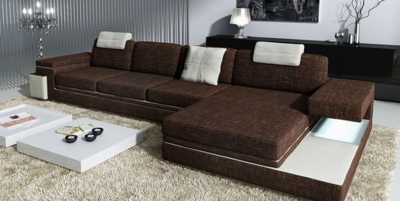 Design Leather Sofa Sofa with USB,Upholstery Living landscape Eck Suite Corner Tachau