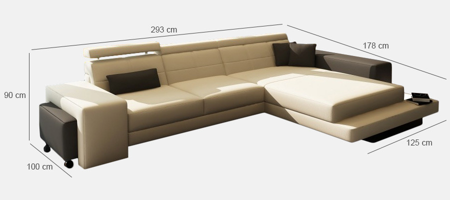 Corner sofa + USB Upholstery Sofa Living landscape Seat Eck Suite Leather Textile Geroda
