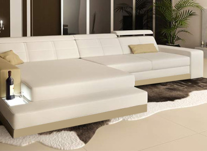 Leather sofa with USB Living landscape Corner sofa Eck Suite Design Modern Sofa C4010B