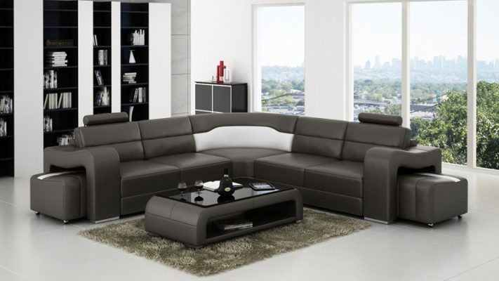 Leather sofa with USB,Living landscape Corner sofa Eck Suite Design Modern Sofa F3008B