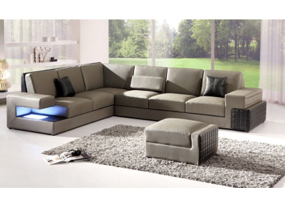 Modern Corner sofa + USB Upholstery Seat Leather Design Sofa Suite Living landscape new