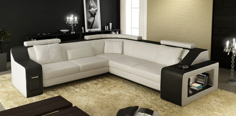 Corner sofa with USB Leather Textile Sofa Couch Upholstery Living landscape L Suite Seat