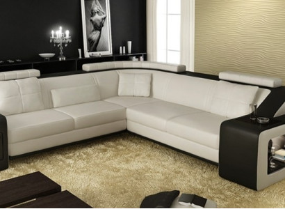 Corner sofa Leather Textile Sofa Couch USB Upholstery Living landscape L Suite Seat new