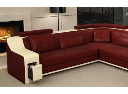Corner sofa Leather Textile Sofa with USB Upholstery Living landscape L Suite Seat Isching