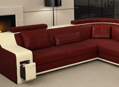 Corner sofa Leather Textile Sofa with USB Upholstery Living landscape L Suite Seat Isching