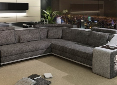 Corner sofa Leather Textile Sofa with USB Upholstery Living landscape L Suite Seat Isching