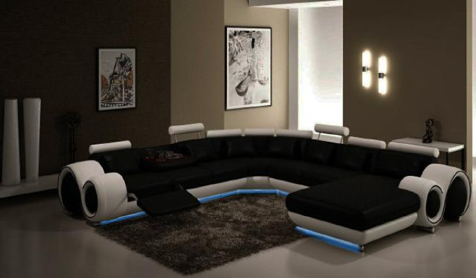 Leather Sofa with USB Couch XXL Living landscape Leather couch Big Sofas Corner sofa