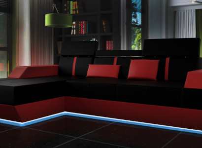 Leather sofa Living landscape Couch Sofa Corner sofa USB Leather Upholstery made to measure