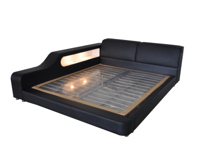 Design Bed XXL Big Beds Leather Upholstery Hotel 200x200cm Multifunction Shelf USB